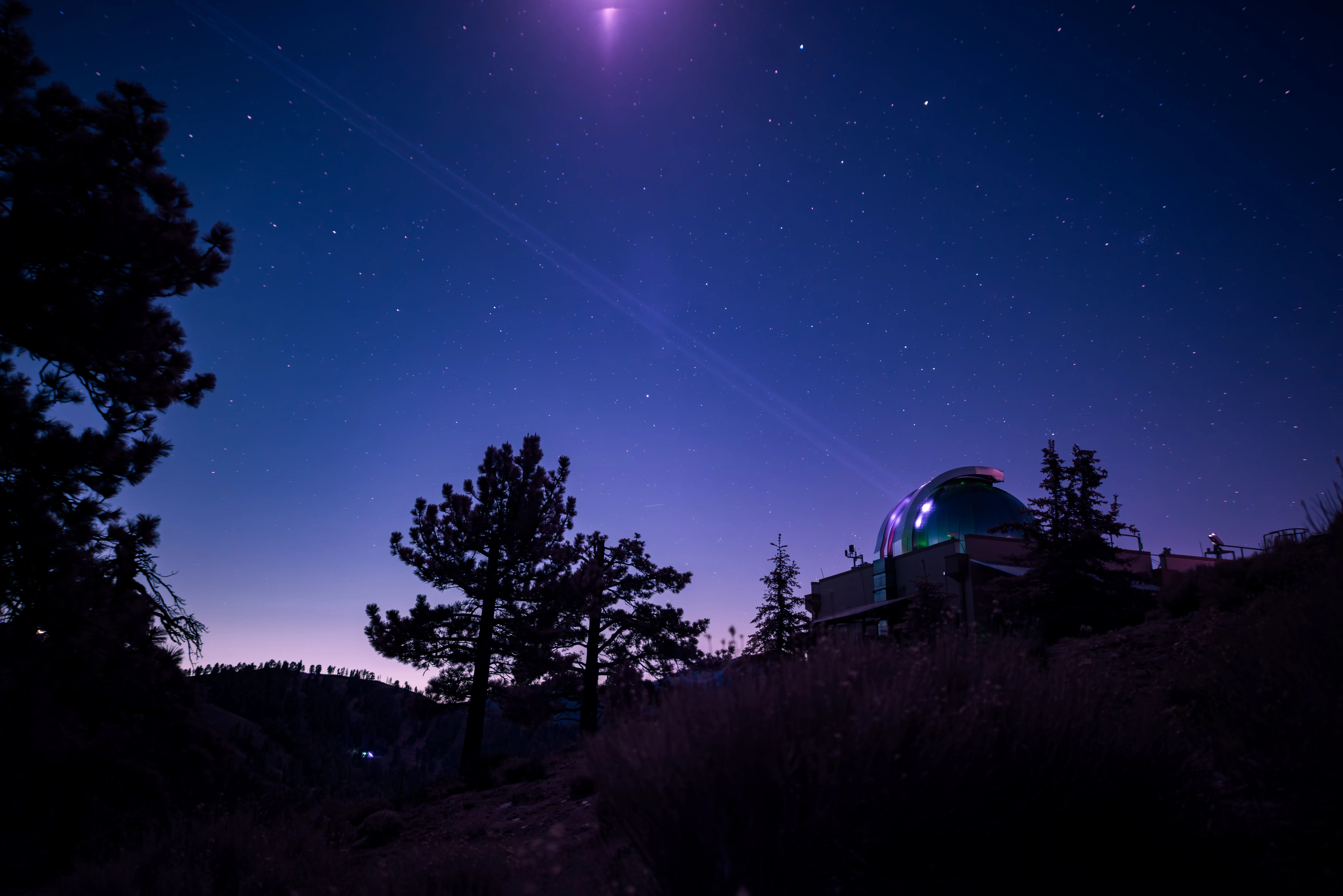 Night sky over an observatory