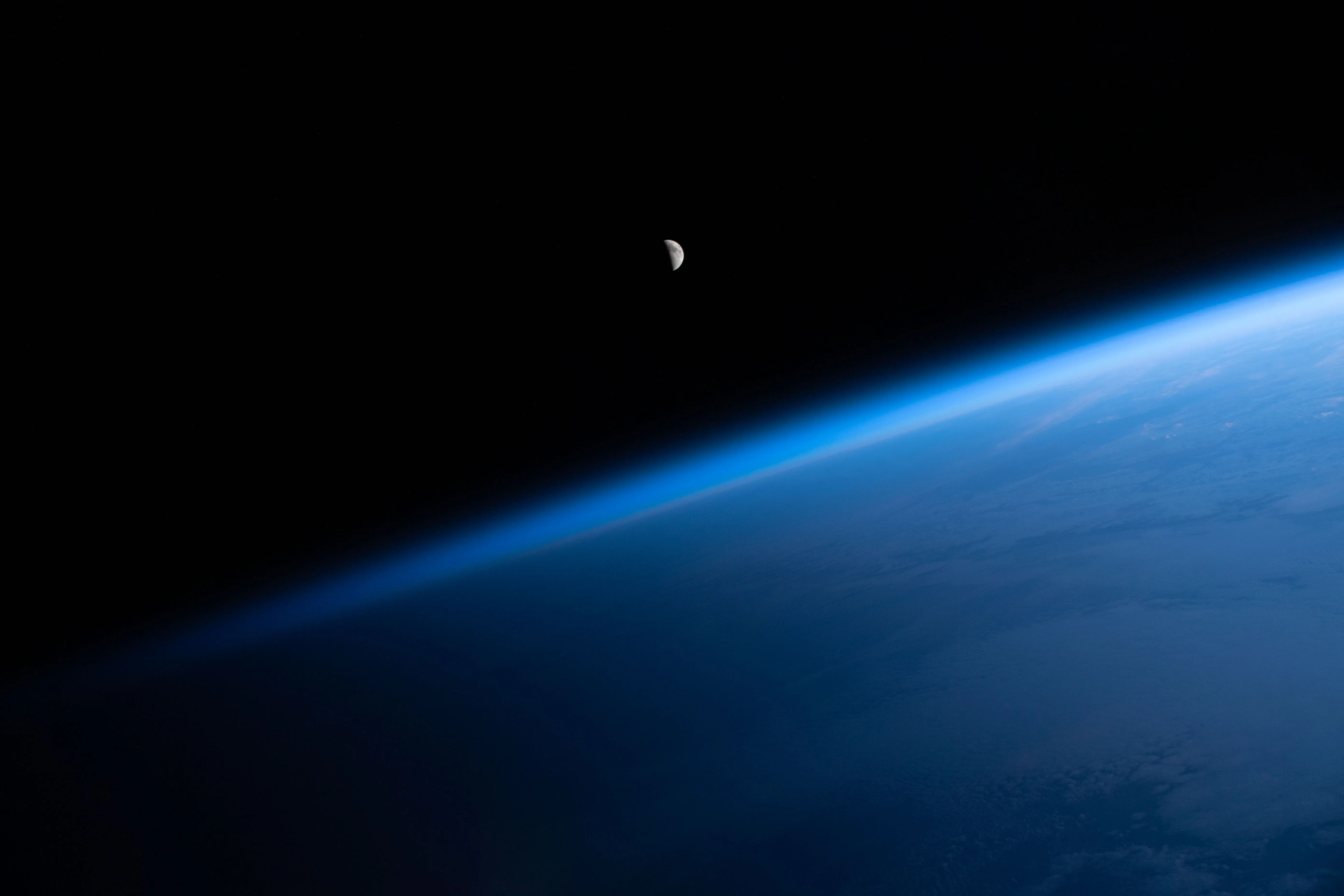 Earth and the Moon seen from orbit